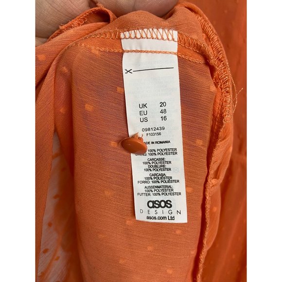 ASOS design women's 16 coral orange fit and flare knee length lined sundress - Picture 7 of 7